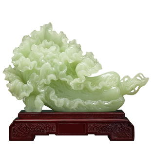百财聚来白菜摆件玉石客厅玄关办公室招财装饰品乔迁新居开业礼物