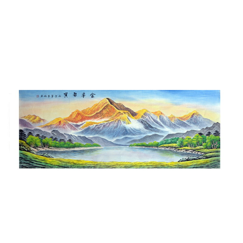 手绘定制国画日照金山国画