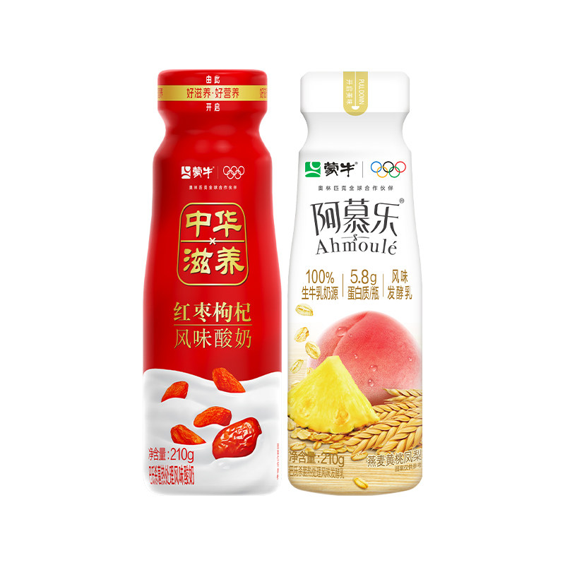 蒙牛红枣枸杞/阿慕乐燕麦黄桃/0乳糖酸奶*7瓶 tk