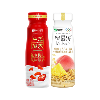 蒙牛红枣枸杞/阿慕乐燕麦黄桃/0乳糖酸奶*7瓶 tk