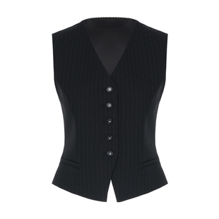 LYNEE 【权力之夜】精纺羊毛条纹马甲 V领修身西装马夹  气质通勤