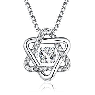 六芒星项链女镀纯银高级设计感小众跳动的心莫桑石轻奢锁骨链礼物