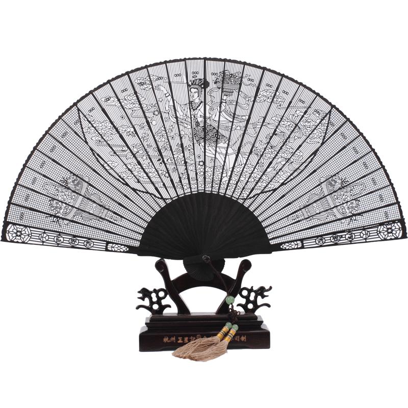 杭州王星记扇子乌木工艺扇镂空