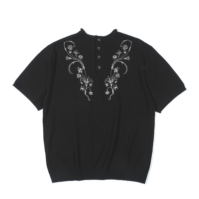 TZ killer Twig Floral 白枝花卉刺绣针织衫 圆领百搭老钱短袖T恤