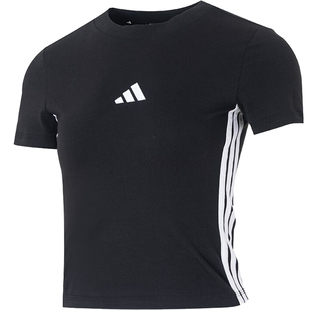 阿迪达斯新款女子夏季运动休闲圆领短袖透气百搭上衣 T 恤JC8325