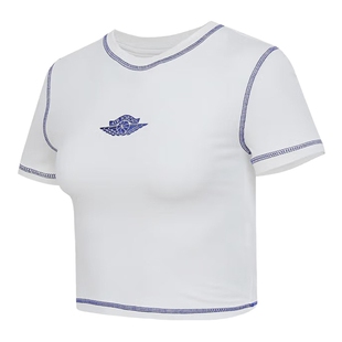 Jordan耐克短袖女夏季新款辣妹露脐修身短款运动T恤IB2921-133