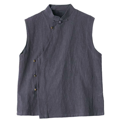 苇素斜襟盘扣中式佛系女装马甲