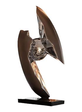 电镀轻奢抽象艺术摆件竖向雕塑定制酒店别墅玻璃钢现代落地雕塑