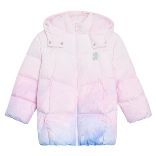 POLOWALK童装女童羽绒服秋冬款甜美风星空印花连帽保暖中长款外套