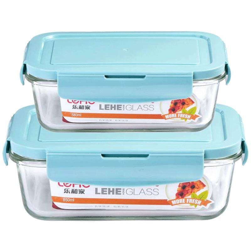 玻璃饭盒微波炉加热自带餐具碗