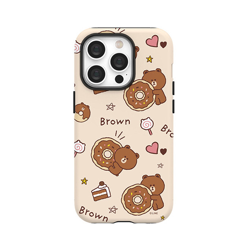双层布朗熊硅胶苹果可爱iPhone15