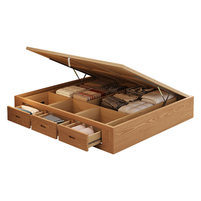 白蜡木气压高箱储物床小户型定制