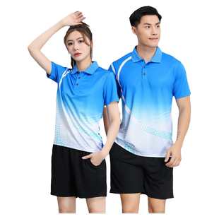 新款羽毛球训练服套装夏季短袖乒乓球训练服比赛队服上衣运动服男