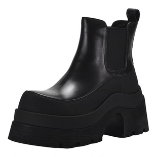 MILLIE'S/妙丽冬季新款加绒保暖不累脚马丁靴百搭厚底增高短靴女