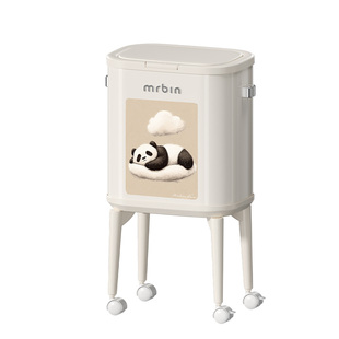 麦桶桶客厅高脚垃圾桶厨房可移动带轮大号家用2025免弯腰创意新款