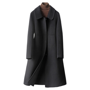 羊毛大衣女中长款方领黑色显瘦气质双面呢2025秋冬新款羊毛呢外套
