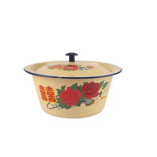 搪瓷汤碗老式盖盆子大号锅家用厨房打蛋碗和面盆带盖不沾面碗煎药