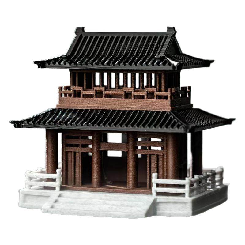3D打印阁楼古建筑模型摆件