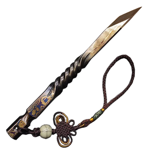 龙泉手工茶刀 大马士革花纹钢撬茶针 普洱茶饼黑茶专用茶锥工具