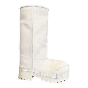 WSWS｜冬季韩国时尚大头丑萌牛皮加绒厚底高筒靴棉靴女长筒雪地靴