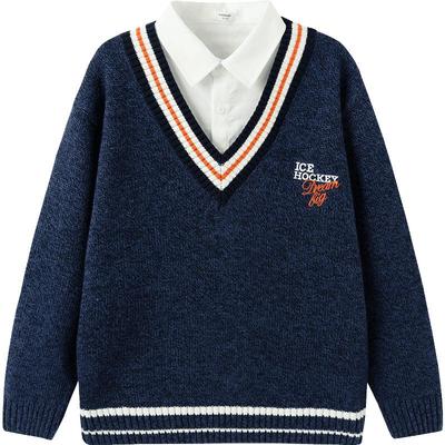 巴拉巴拉毛衫男童假两件针织衫潮