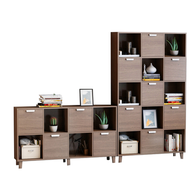 实木儿童书柜客厅书架置物架日式落地矮书架电视柜组合收纳格子柜