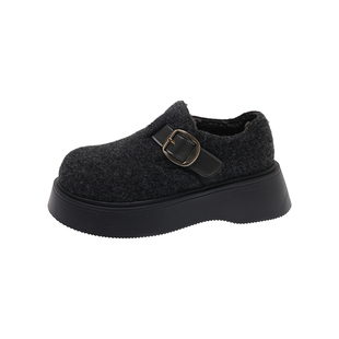 厚底灰色勃肯鞋女鞋子2025新款秋冬加绒保暖雪地靴棉鞋休闲乐福鞋