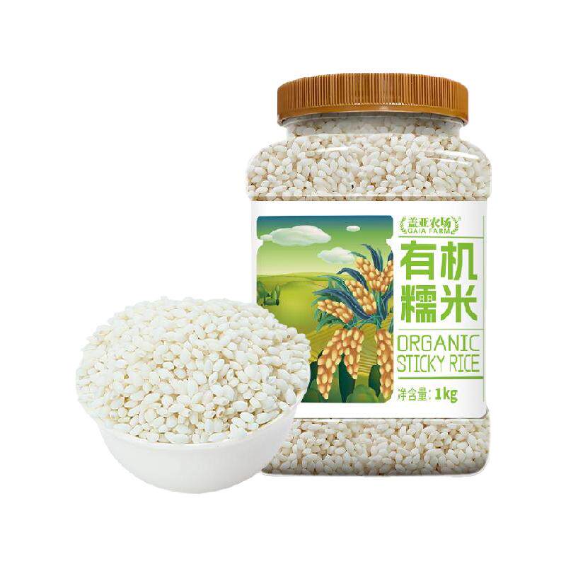 盖亚农场有机糯米1kg*1罐杂粮米圆粒江米粽子米糯米饭五谷杂粮