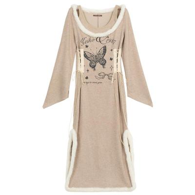 KEIKO甜辣妹复古印花针织连衣裙