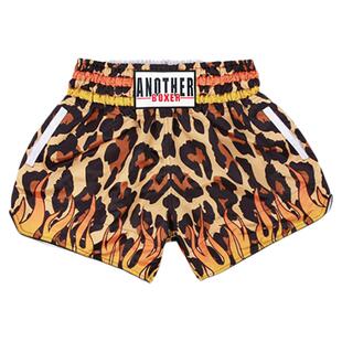 AN泰拳裤拳击短裤搏击散打短裤武术健身运动高弹个性时尚豹纹高腰