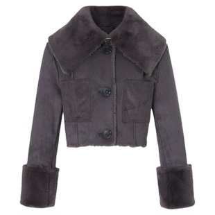 Not your rose韩国25冬季浅棕色毛绒翻领宽松双面皮革外套MUSINSA