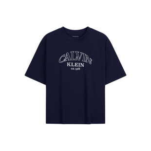 【纯棉透气】CK Jeans26春夏新款女士潮流学院风印花圆领短袖T恤