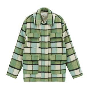 SLY奥莱春季格纹松弛感穿搭宽松长袖上衣外套女038FAL30-1310