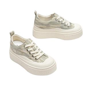 Toomanyshoes女鞋新款白桦林板鞋松糕厚底增高帆布鞋