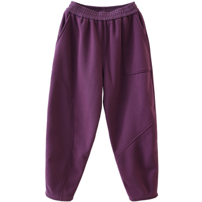 加绒休闲裤女大码针织棉加厚长裤