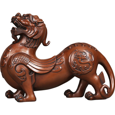 纯紫铜瑞兽貔貅玄关办公室摆件