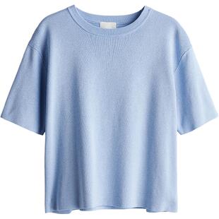 HM女装针织衫春季圆领休闲简约细密针织上衣1220582