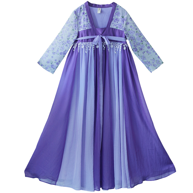 【菱歌泛夜】复古改良雪纺碎花襦裙轻薄超仙女装2025春夏季汉服裙