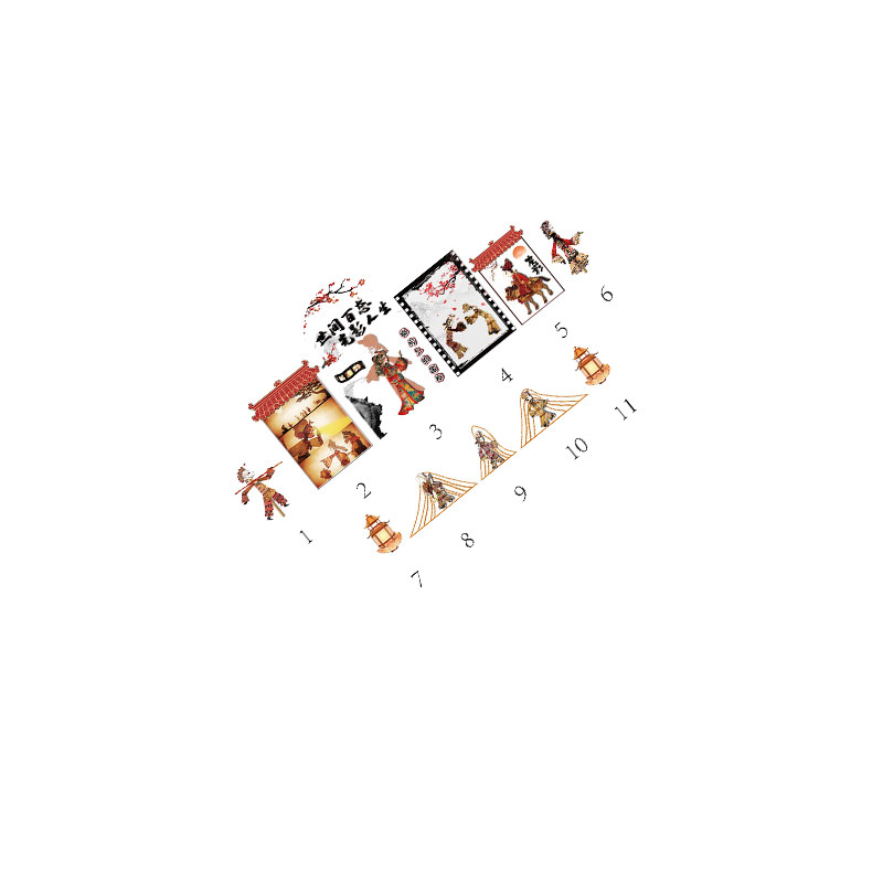 网红火锅店墙面装饰环创餐饮皮影戏画非遗国潮文化kt板贴纸幼儿园