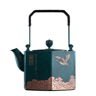 朱炳仁铜 手工铜壶单人便携泡茶壶功夫茶具瑞鹤凌云壶