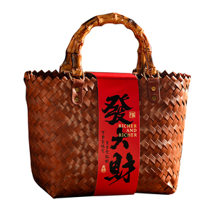 2026新年礼盒空盒马年包装盒年货篮子高档手提篮定制礼品盒编织篮