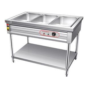 304加厚不锈钢商用台式加热保温台早餐熟食小碗蒸菜快餐售饭台