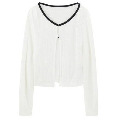 【商场同款】乐町春季圆领镂空线开衫针织外套C1EDE3104