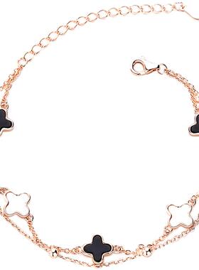 小众纯银双层四叶草手链