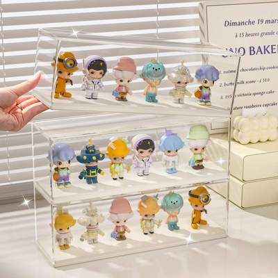 盲盒展示架收纳透明亚克力手办展示盒子小摆件公仔防尘展示柜多层