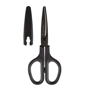 日本 国誉kokuyo镀钛剪刀涂氟不粘胶弧线刀刃带保护套学生便携