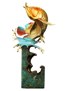 吉善缘鱼跃龙门全铜金龙鱼摆件