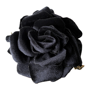 轻奢手工大朵玫瑰花带标鲨鱼夹时尚精致后脑勺盘发抓夹发卡头饰新