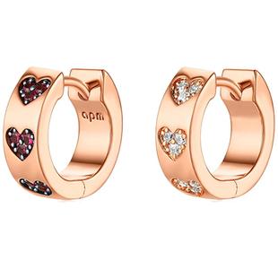 【情人节礼物】APM Monaco小巧爱心耳环女玫瑰金色时尚送女友礼物