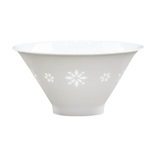 景德镇纯白玲珑瓷碗釉下彩中式家用斗笠碗耐高温防烫米饭碗汤面碗